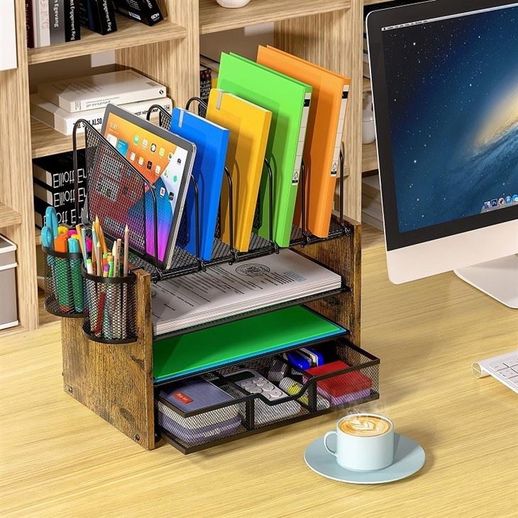 wooden desk organizer